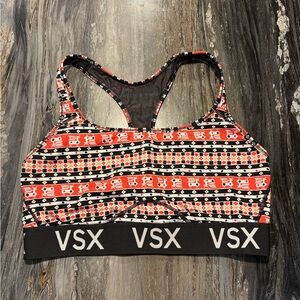 VSX Patterned Red and Black Sports Bra